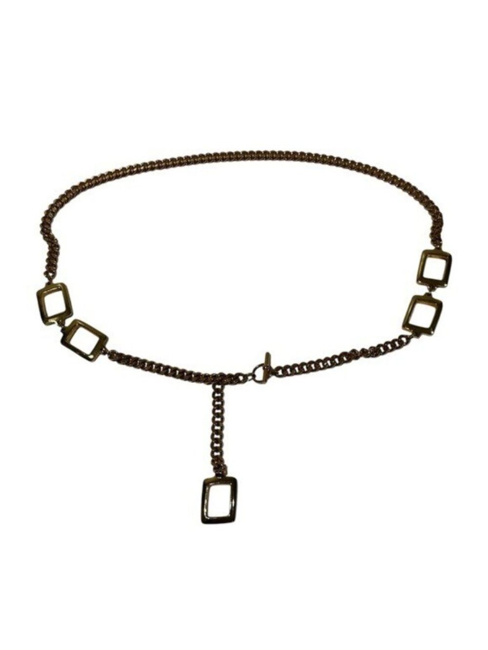 Y2K Style Gold Tone Belly Chain Belt 33" Square Link Waist Hip Chain Jewelry
